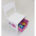 Masuta Pastel White 3 in 1 cu tabla de scris si spatii de stocare - MDF Liberty House